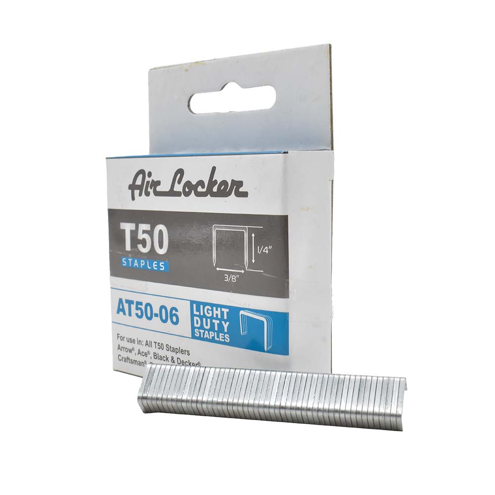 T50 20 Ga. 1/4″ L. x3/8″ Crown Galvanized Fine Wire Steel Staple 1000/pk AT50-06