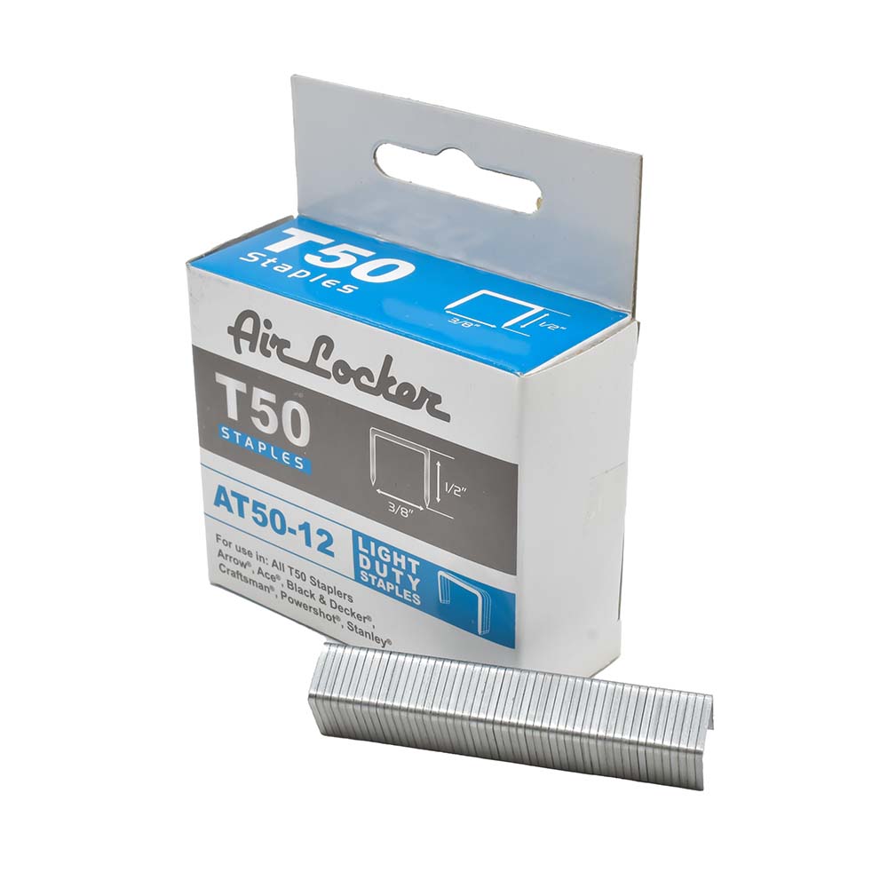T50 20 Ga. 1/2″ L x 3/8″ Crown Galvanized Fine Wire Steel Staple 1000/PK AT50-12