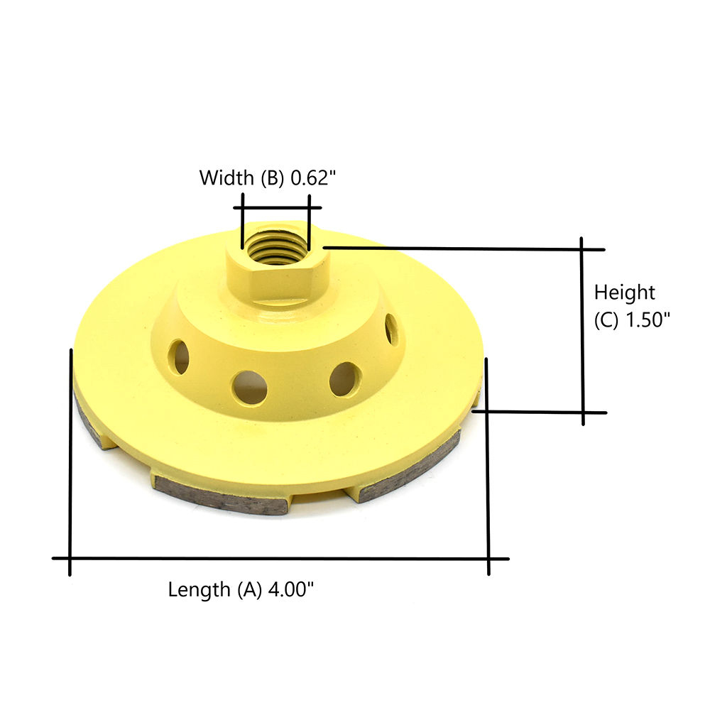 Specialty Diamond 4SDRCW 4" Double Row Segmented Diamond Cup Grinding Wheel