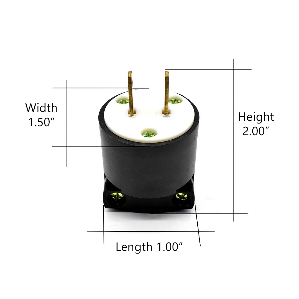 NEMA 6-15P 15A 250V 3W Heavy Duty Male Straight Blade Industrial Electrical Plug - Picture 6 of 6