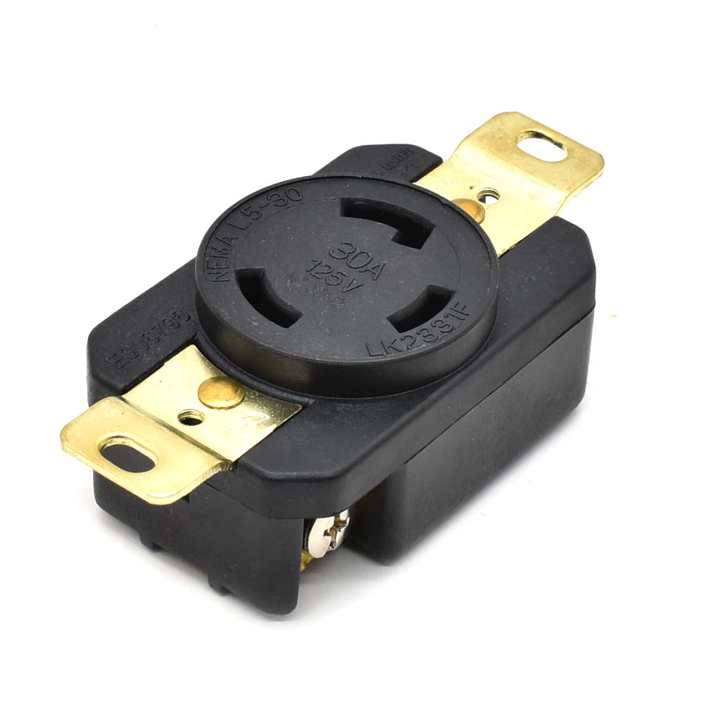 YGP024F Twist Lock Wall Mount Electrical Receptacle 3 Wire, 30 Amps, 125V - Picture 2 of 5