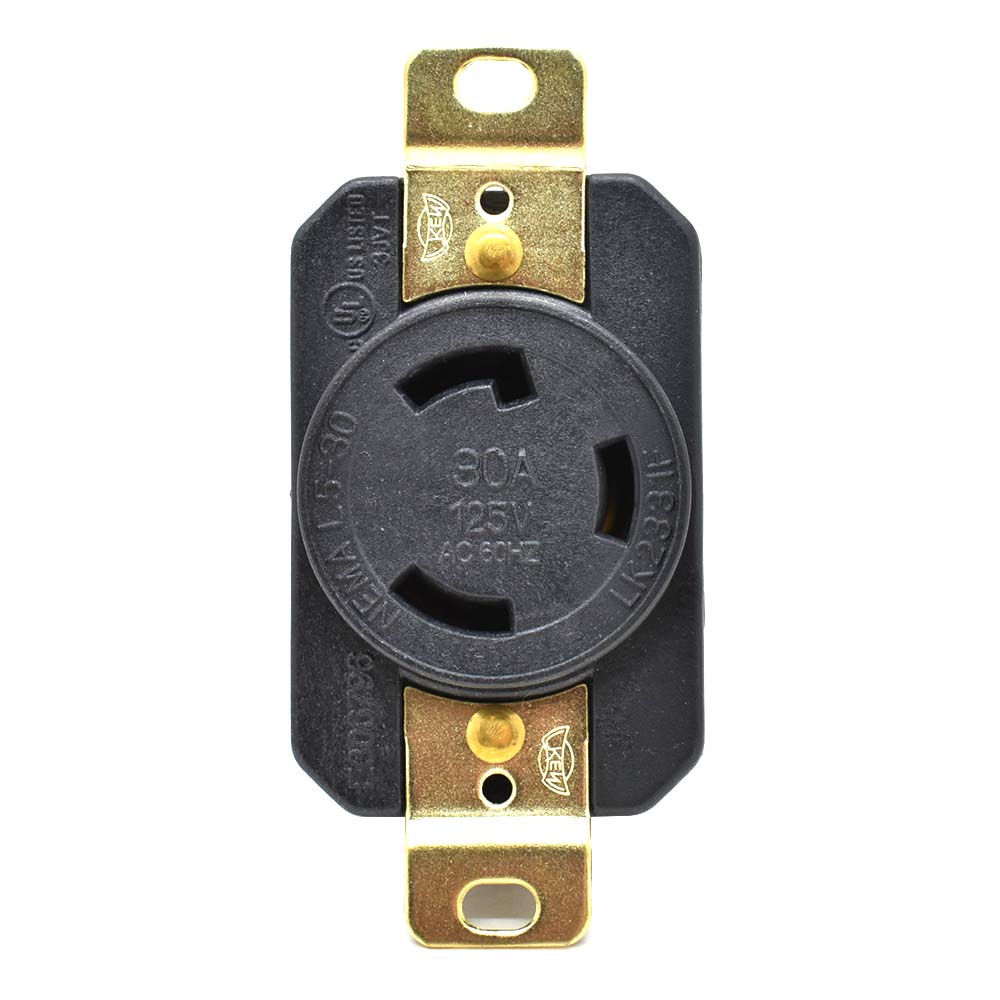 YGP024F Twist Lock Wall Mount Electrical Receptacle 3 Wire, 30 Amps, 125V - Picture 1 of 5