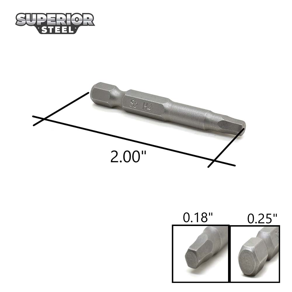 BH204-10PK Single End Hexagonal Screwdriver Bits - 2 Inch Long - 4mm Hex - 10 - Picture 6 of 6