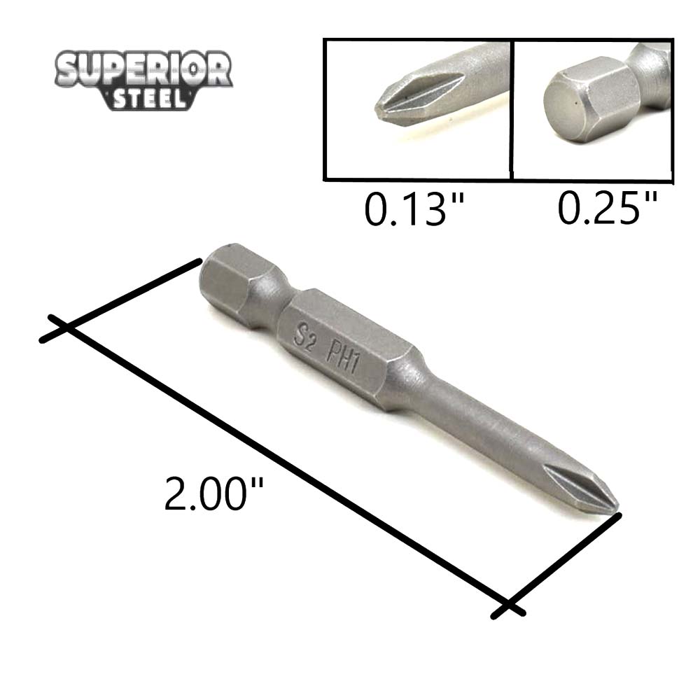 BP201-10PK 1# Phillips Head Power Screwdriver Bits - 2 Inch Long - 4mm Dia - 10 - Picture 6 of 6