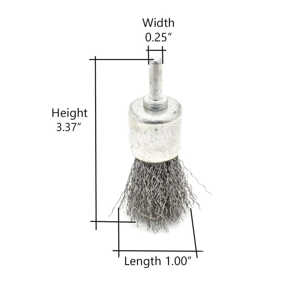 S1848 1-Inch End Brush 1/4-Inch Shank - Crimped Wire 4500 RPM
