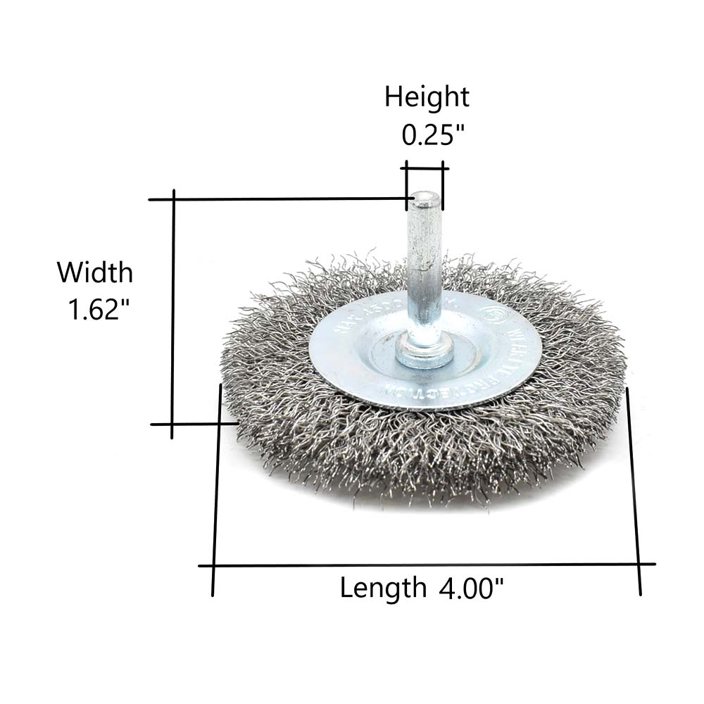 S1864 4-Inch Wire Wheel 1/4-Inch Shank - Coarse Crimped Wire 4500 RPM - Picture 5 of 5
