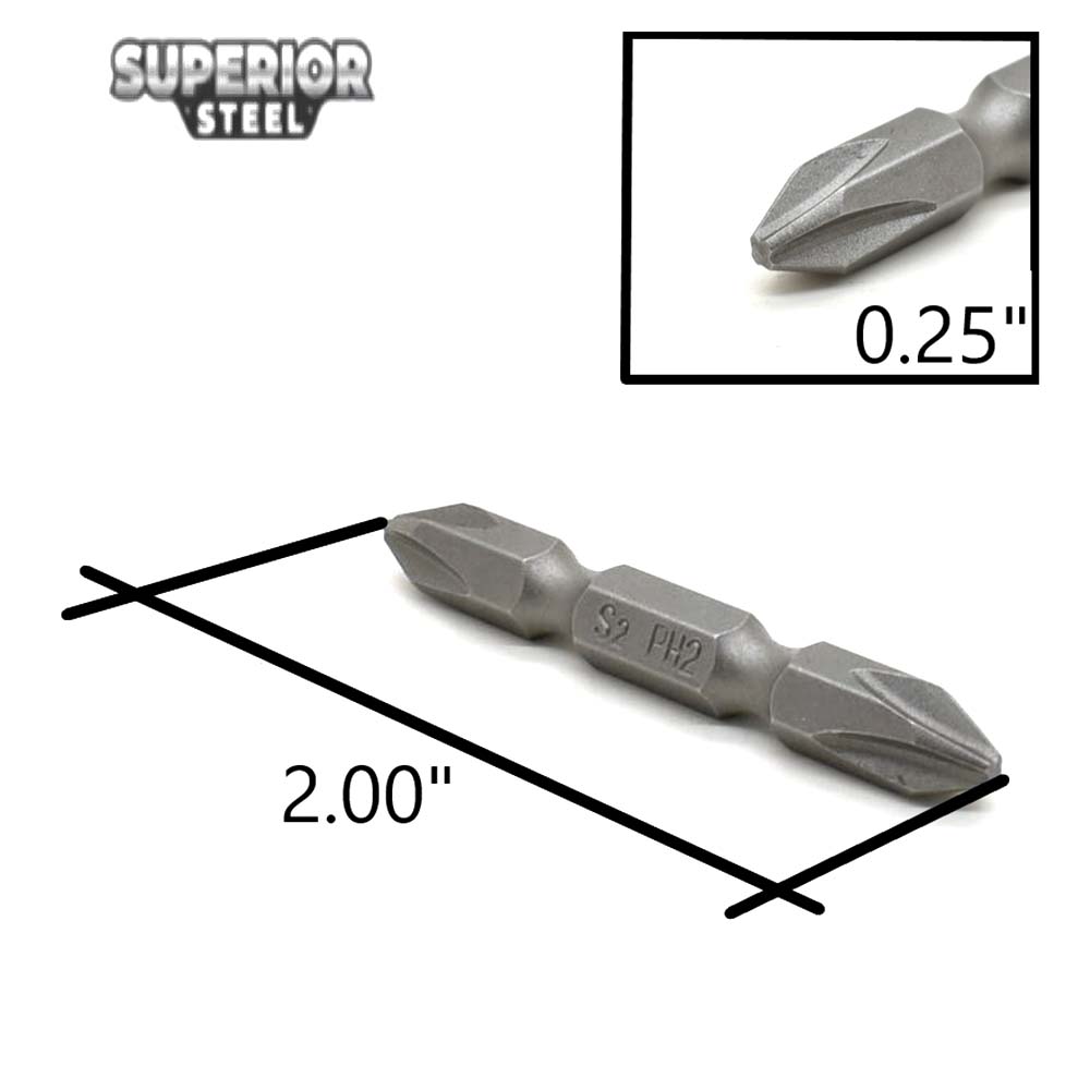 Brocas de destornillador Phillips de doble extremo 2# - 2 pulgadas de largo - SP202D-25PK - Imagen 5 de 5