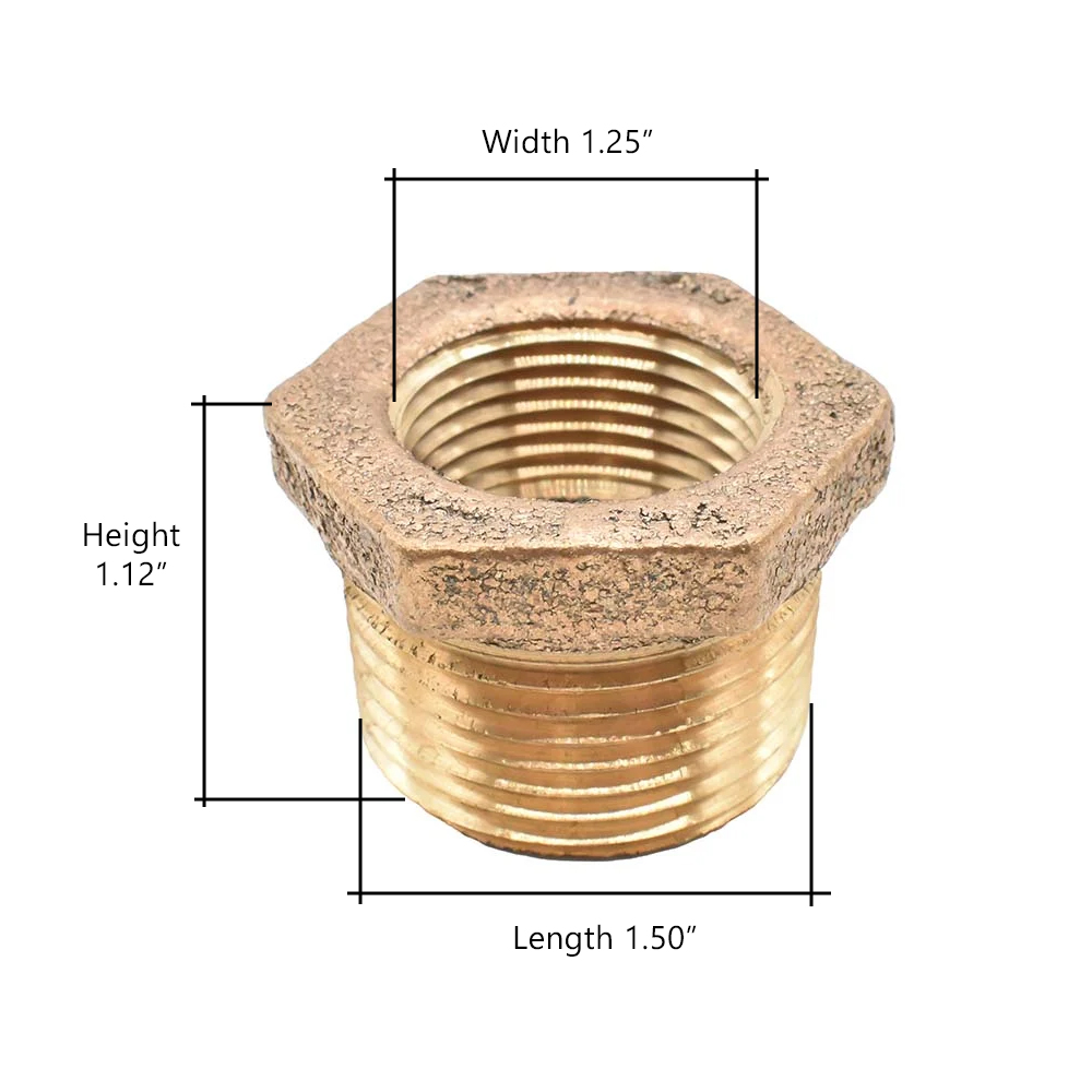 Thrifco 5318071 1-1/2 inch x 1-1/4 inch Brass Hex Bushing - Picture 6 of 6